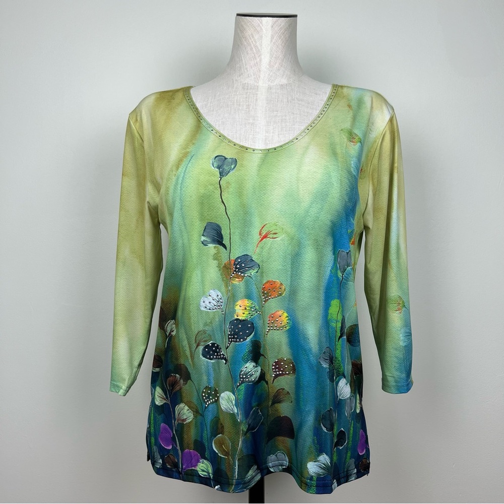 Valentina 3/4 Sleeve Embellished Artsy Top